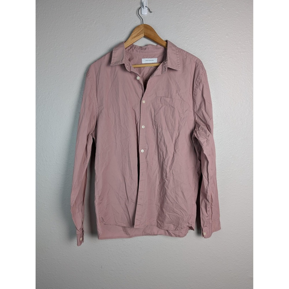 Urban Outfitters Shirt Mens Large‎ Pink 100% Cotton Button Front Long Sleeve